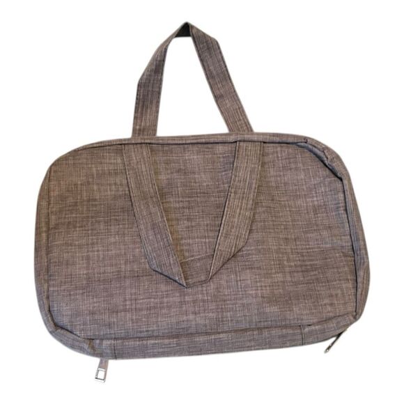 Travel Hanging Toiletry Makeup Bag NEW Gray Foldable, Separate Compartments - Picture 2 of 6